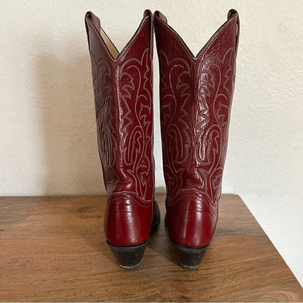 Justin Deep Red Leather Talk Boots Style J7521 Size 3C